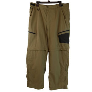 Lot of 2--3 Forks Mens Hiking/Fishing Pants 12" Leg Zippers Green & White